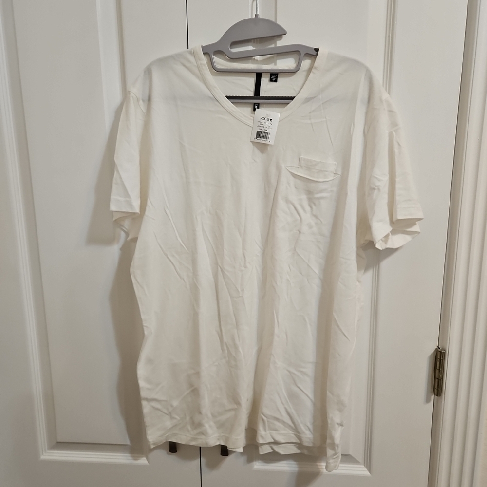 NWT Joe's Jeans White/Cream Men Short Sleeve V Neck Tee Sz XL